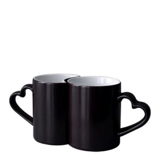 Εικόνα της MUG CHANGING COLOR 11oz. (HEART 2pcs) BLACK gloss