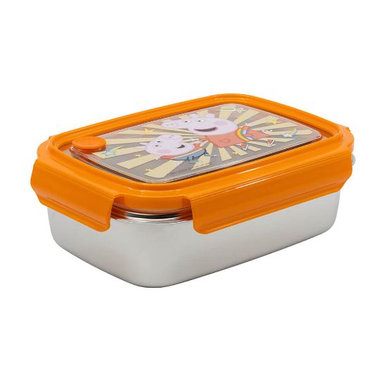 Εικόνα της Peppa Pig Stainless Steel Large Rectangular Sandwich Box 1020 ml Kindness Counts