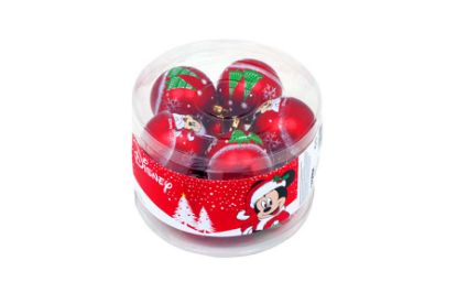 Εικόνα της Σετ 10 μικρές χριστουγεννιάτικες μπάλες κόκκινο χρώμα Mickey Mouse