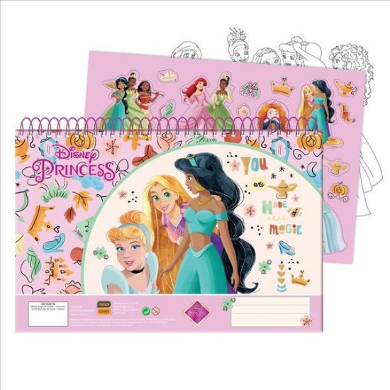 Εικόνα της Gim Μπλοκ Ζωγραφικής Α4 Σπιράλ Princess Summer Fun and Stickers 40 Φύλλων