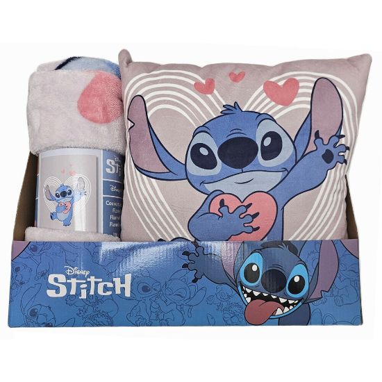 Εικόνα της Disney Stitch coral blanket + cushion set