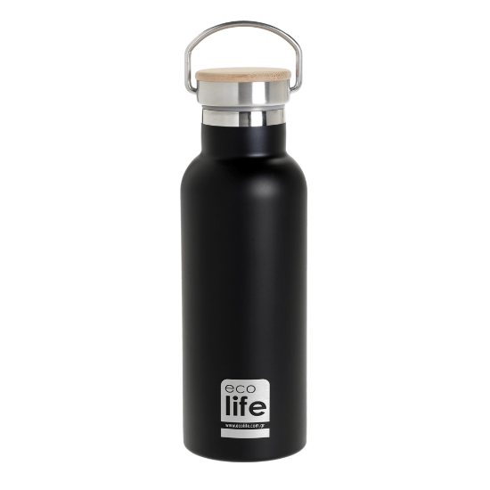 Εικόνα της Black Thermos 500ml | Bamboo Lid