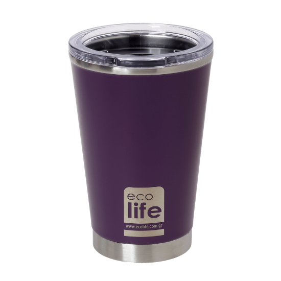 Εικόνα της Dark Purple Coffee Thermos 370ml | Διαφανές Καπάκι