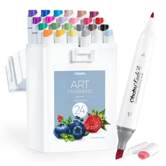 Εικόνα της Ohuhu Kaala Slim Broad and Fine Dual Tips Alcohol Art Markers - 24 Basic Colors