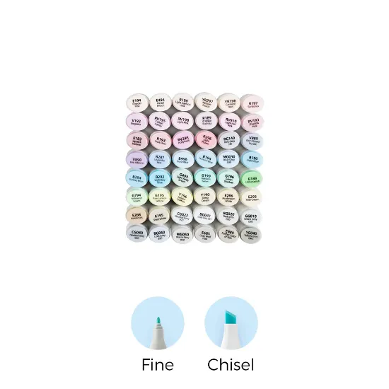Εικόνα της Ohuhu Oahu 48 Pastel Colors Dual Tips Alcohol Art Markers, Fine & Chisel