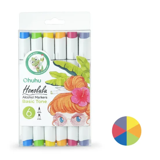 Εικόνα της Ohuhu Honolulu 6 Colors Dual Tips Alcohol Art Markers