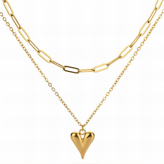 Εικόνα της "Heart" Necklace, 18K Gold Plated Steel