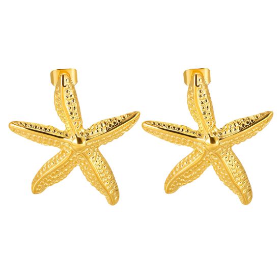 Εικόνα της "Starfish" Earrings, 18K Gold Plated Steel