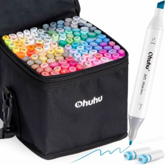 Εικόνα της Ohuhu Oahu Alcohol Art Markers Σετ Μαρκαδόρων 120 Χρωμάτων Fine & Chisel