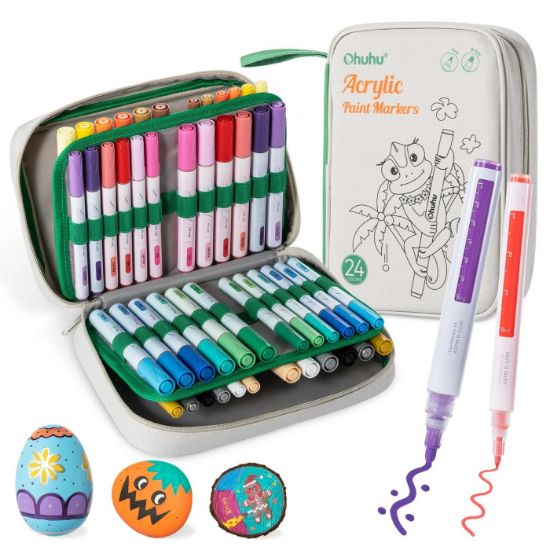 Εικόνα της Ohuhu Acrylic Markers Σετ 48 Ανεξίτηλων Ακρυλικών Μαρκαδόρων / 24 Χρώματα