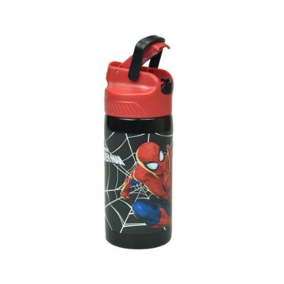 Εικόνα της Παιδικό Παγούρι Spiderman Ανοξείδωτο με Καλαμάκι Μαύρο