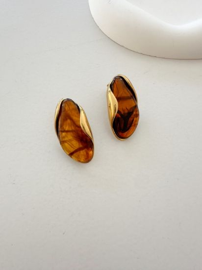 Εικόνα της Brown Oval Earrings